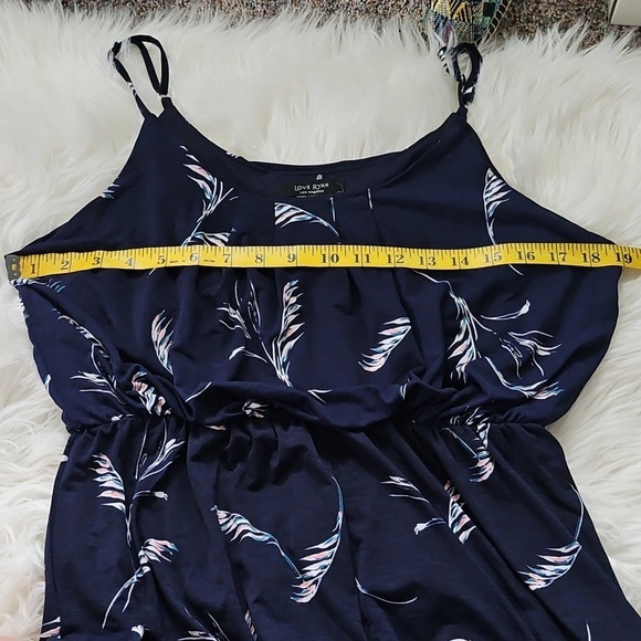 Love Ryan Navy Blue with Print Spaghetti Strap Jumpsuit - Picture 14 of 16
